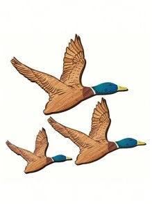 3pcs/Set Wooden Duck Wall Art, Flying Bird Decor, Carved Wooden Duck Wall Art, Suitable For Living Room, Bedroom, Office Home Decor Best Gifts Birthday Graduation