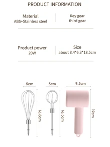 RAF Mixeur électrique portable à 2 têtes avec chargement USB - Mousseur à lait et à café polyvalent avec couvercle pour le lait. Indispensable pour la cuisson et la préparation de boissons à la maison (tige de mélange en forme de maille, tige de crème fouettée sphérique, rose, portable, batteur à œufs) - Rose bonbon - Voir 5