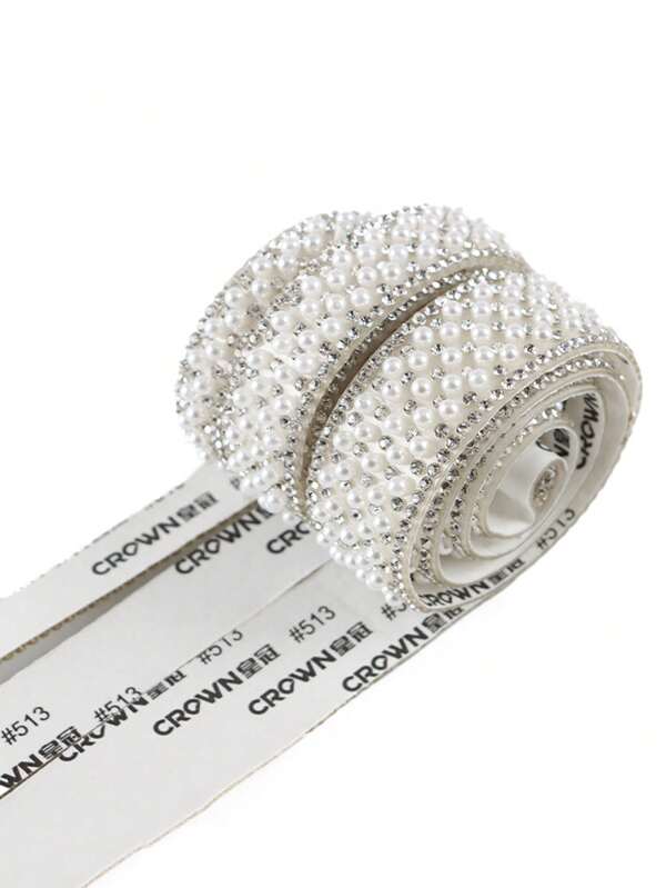 1 Pack Pearl Rhinestone Trim Stick-On Diamonds, Decorative For Mirrors, Jewelry Boxes, Gift Boxes, Self-Adhesive Pearl Crystals