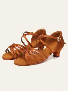 Scarpe da ballo latino da donna, sandali da ballo con tacco basso, scarpe da ballo per principianti