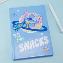 Miniso Disney Stitch Gourmet Party Serie Schulheft, Gleitelauf 3D-Design, Tagebuch Notizblock Handbuch Cartoon Hardcover Arbeitsmappe, Schulanfang Geschenk, tintenfestresistenter wasserdichter Einband 80 Blatt