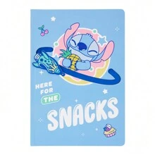 Miniso Disney Stitch Gourmet Party Serie Schulheft, Gleitelauf 3D-Design, Tagebuch Notizblock Handbuch Cartoon Hardcover Arbeitsmappe, Schulanfang Geschenk, tintenfestresistenter wasserdichter Einband 80 Blatt