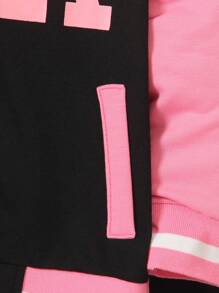 2pcs/Set Girls Casual School Style Star & Letter Print Colorblock Long Sleeve Hooded Jacket And Pants Set, Lightweight Fabric Suitable For Spring & Autumn - Multicolor - View 6