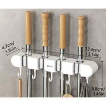 1pc ABS Mop Organizer Holder, Strong Sticky Multifunctional Mop And Broom Storage Hooks - Wall Mounted Punch-Free Adhesive Holder With Easy Installation, Household Cleaning Tool Rack Organizer, Bathroom Kitchen Garden Toilet Multifunctional Tool Storage Clip, Cleaning Accessories, Household Gadgets,Bag,Organizer,Storage,Kitchen