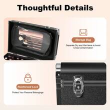 kangten Rolling Makeup Train Case Cosmetic Professional Trolley Makeup Storage Organizer - Black - View 4