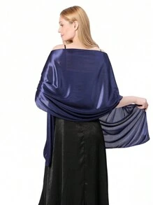 1pc Fashionable Evening Wrap Shawl, Satin Shawl, Extra Long Wedding Shawl For Brides Party
