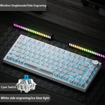  AJAZZ AK820 New Wired Mechanical Keyboard, Volume Knob, Hot-Swappable Switches, Sealed Structure, Customizable, RGB Lighting, 5-Layer PBT Keycaps, Suitable For Office And Gaming, Gift For Boys And Girls