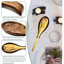 1pc Walnut Wooden Spoon Rest Cooking Spoon Holder Organizer Heat-Resistant Wood Utensil Rest, Spoon Holder For Stove Top, Kitchen Utensil Holder For Ladles, Turner, Brush, Spatula& More