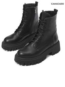 Botas cortas de estilo británico para mujer, Botas de Agujetas para Mujer, Botas Militares de Combate con Cordones para Mujer, Botas de combate con cremallera lateral minimalista, diseño de hebilla, con cordones frontales, para combinar con ropa de otoño
