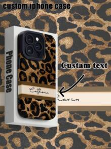 Étui de protection souple compatible avec iPhone 11/12/13/14/15/16 Pro Max, en PU personnalisé avec motif imprimé léopard et rayures verticales, antichoc et anti-rayures