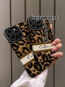 Étui de protection souple compatible avec iPhone 11/12/13/14/15/16 Pro Max, en PU personnalisé avec motif imprimé léopard et rayures verticales, antichoc et anti-rayures