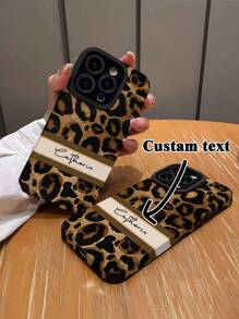 Étui de protection souple compatible avec iPhone 11/12/13/14/15/16 Pro Max, en PU personnalisé avec motif imprimé léopard et rayures verticales, antichoc et anti-rayures
