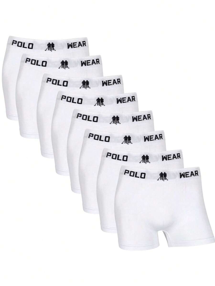 Kit 8 Polo Wear Original Adult Men's Premium Boxer Briefs - White - View 1