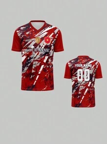 Personalizowana koszulka sportowa, koszulka treningowa z dekoltem w serek dla mężczyzn, drużyna klubowa, nadrukowane imię, numer, logo, wygodne dopasowanie na co dzień, na co dzień, na imprezę, na spotkanie
