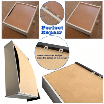 Cuñas de reparación, para restaurar cajones hundidos, fondos y muebles con soportes de plástico de ángulo de 90 grados, sujetadores y tornillos