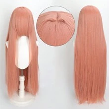 Karida Parrucca da cosplay lunga in fibra sintetica con frangia, parrucca da cosplay universale per capelli lisci a strati, resistente al calore, ad alta densità, aspetto naturale, 35 pollici/90 cm, parrucca sintetica extra lunga per donne, parrucche da cosplay artificiali per feste, Ognissanti, Natale, verde, arancione, rosa, blu, nero