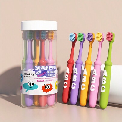 Kids Toothbrush, Packed In A Set Of 10. It Features A Cute Cartoon Design And Is Suitable For Toddlers, Infants And Babies. It's A Toothbrush For Kids, Which Helps With Family Oral Hygiene