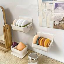 Wall-Mounted Beauty Artifact And Puff Display Rack, Bathroom Cosmetic Storage And Organization, Beauty Room Decoration, Valentine's Day Gift