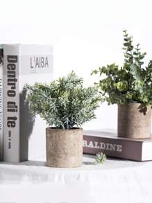 Mini Potted Fake Plants Artificial Plastic Eucalyptus Plants Topiaries For Home Office Desk Farmhouse Room Decor,Fake Plants Mini Artificial Greenery Potted Plants For Home Decor Indoor Office Table Room Farmhouse Gifts Birthday Graduation - Green - View 4