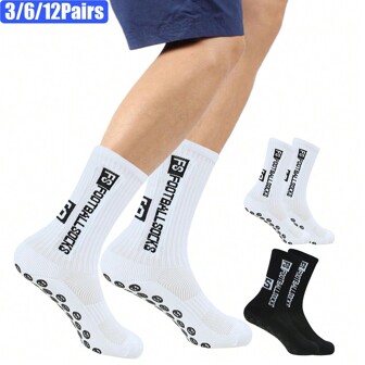 3/6/12Pairs Football Socks Men Women Sports Socks Towel Bottom Grip Socks Soccer Basketball Skateboard Rugby Exercise Athletic Socks
