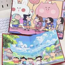 CRAYON SHINCHAN Crayon Shin Chan Oil Painting Style A5 Color Page Notebook Little Love Student Horizontal Line Diary Handbook - Multicolor - View 3