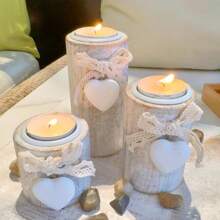 Set portacandele in legno bianco, portacandele da tè, ciotola decorativa in legno carino con portacandele da tè e pietre decorative per un'atmosfera accogliente, portacandele in legno, stile Ins regalo per matrimonio, anniversario, festa della mamma, decorazione per feste, regalo per l'inaugurazione di una casa, regalo per San Valentino, decorazione per tavolino da caffè per il salotto, decorazioni per il camino nel salotto, decorazione da tavolo rustica e vintage, accessori per il salotto, centrotavola natalizio