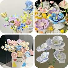 200/450根多色加粗雪尼尔绒条，散装彩色毛绒棒，9种颜色，适用于DIY工艺品和艺术项目，可作绒球，适用于情人节、母亲节和复活节装饰 - 彩色 - 查看 7