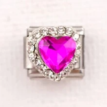 1pc Italy Style Stainless Steel Diamond Edged Multicolored Heart Charm Bracelet Component Cute And Detachable Suitable For DIY Making - Diamond Edge Heart Pendant Module - View 16