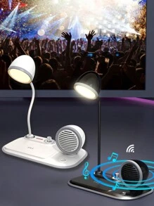 Cargador inalámbrico 3 en 1: altavoz Bluetooth, lámpara de mesita de noche retro y lámpara LED de carga rápida de 15W para escritorio - Multicolor - Ver 12