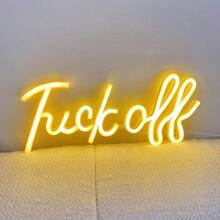 1 件卧室装饰霓虹灯“FUCKOFF”灯，电池或 USB 供电小夜灯，35x14.8 厘米/13.7x5.8 英寸 LED 装饰灯，适用于书桌、墙壁、游戏室、游戏玩家设置、卧室、宿舍、露营、酒吧、派对、生日、婚礼、节日