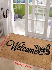 1pc 'Brown Background, Black Openwork Butterfly, Welcome' Doormat, Indoor Mat, Throw Rug, Creative Door Mat, Entryway Themed Mat, Home Decor, Non-Slip Floor Rug Mat, Bedroom Accessories, Photo Props, Outdoor Decor, Throw Rug, Area Rug, Gift - Multicolor - View 13