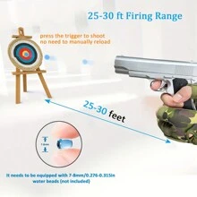 Manual Blaster Pistol - Toy Gun Pistol Without Charge,For Backyard Fun And Outdoor Team Shooting Games(Without Bullet) - Silver - View 3