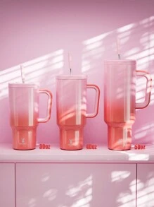 Vaso de 30oz con asa, botella de agua con aislamiento al vacío, vaso aislado, tapa y pajita a prueba de fugas, taza de café de acero inoxidable, mantiene las bebidas frías hasta 24 horas o calientes hasta 10 horas, ideal para agua, té helado, café, batidos y talla grande.