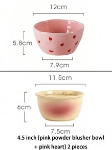 1 Set Pink Heart-Shaped Ceramic Dinnerware Set, Highly Attractive Ins Household Tableware, Including 3.3-Inch Dish, 4.5-Inch Bowl, Heart-Shaped Spoon, Handled Cup, 6-Inch Noodle Bowl, 7.8-Inch Plate, Chopsticks; Ideal Housewarming Gift With Creativity And Aesthetic Appearance School Supplies,Christmas Gift