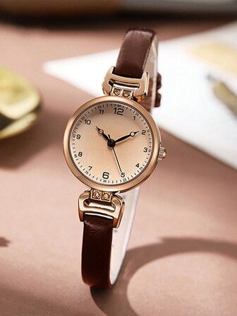 Vintage Women's Quartz Watch, Elegant Small Dial British Style Lightweight Luxury Leather Strap Ladies Wristwatch