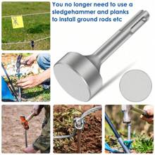 Ground Rod Driver 85mm Heavy Duty Steel Drill Bit Driver Wear Resistant Wide Compatibility Ground Rod Bits Socket For Rotary Hammer Drill Grounding Rods - Silver - View 7