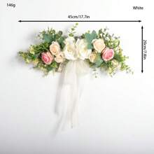 1pc Artificial Hanging Rose Peony Flower Wreath With Green Leaves, Decoration For Wedding Ceremony Arch, Front Door, Home Wall