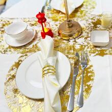 100pcs Gold Dining Mat Disposable Round Table Companion, Gold Foil Mesh Pressed Gold Paper Dining Mat Gold Tablecloth Tablecloth Tablecloth Suitable For Party, Wedding, Home, Dining Table Decoration,Wedding Tablecloth,Wedding Decor,Home Decor ,Room Decor, E-I-D - Multicolor - View 2