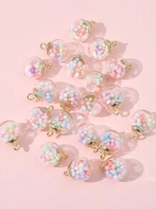 10/20 件 15x21 毫米透明玻璃球吊坠，彩色珠子吊坠，DIY 手工珠宝耳环项链吊坠钥匙扣配件 - 混彩色 - 查看 4