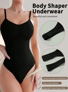 2 piezas de ropa interior moldeadora y sexy sin costuras para mujer, body de control de cintura, conjunto de camiseta y tanga, ropa interior ajustada y moldeadora