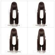 Karida Parrucca da cosplay lunga in fibra sintetica con frangia, parrucca da cosplay universale per capelli lisci a strati, resistente al calore, ad alta densità, aspetto naturale, 35 pollici/90 cm, parrucca sintetica extra lunga per donne, parrucche da cosplay artificiali per feste, Ognissanti, Natale, verde, arancione, rosa, blu, nero
