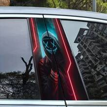 1 Pair (2pcs) Decorative Car B-Pillar Stickers, Colorful Patterns, Trimmable Size Fits Sedan, SUV, Truck, Protects Car Pillar From Scratches, Ideal For Holiday Vehicle Decoration