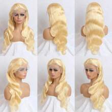 360 Lace Frontal Wig 613 Blonde Synthetic 13x4 Body Wave Lace Front Wig Pre Plucked Brazilian Lace Front Wigs For Women - 金髮 - 查看 5