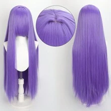 Karida Parrucca da cosplay lunga in fibra sintetica con frangia, parrucca da cosplay universale per capelli lisci a strati, resistente al calore, ad alta densità, aspetto naturale, 35 pollici/90 cm, parrucca sintetica extra lunga per donne, parrucche da cosplay artificiali per feste, Ognissanti, Natale, verde, arancione, rosa, blu, nero