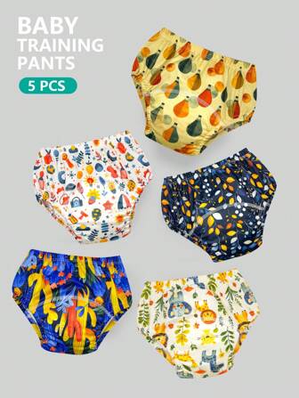 5 pièces Culottes d'apprentissage de la propreté pour bébé, sous-vêtements d'apprentissage des toilettes pour nourrissons et tout-petits unisexes