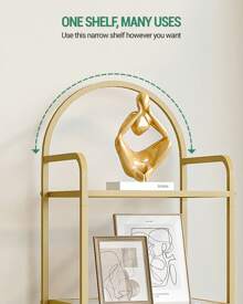 Hzuaneri Regal, Bücherregal aus gehärtetem Glas, schlankes Regal für Schlafzimmer, Badezimmer, Heimbüro, Stahlrahmen, mit 5 Ablagen