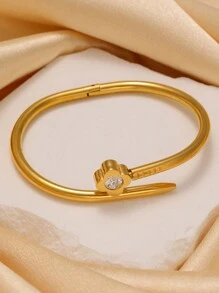 优雅闪亮时尚四叶草锆石不锈钢锆石四叶草手链套装，适合日常佩戴或作为礼物赠送朋友