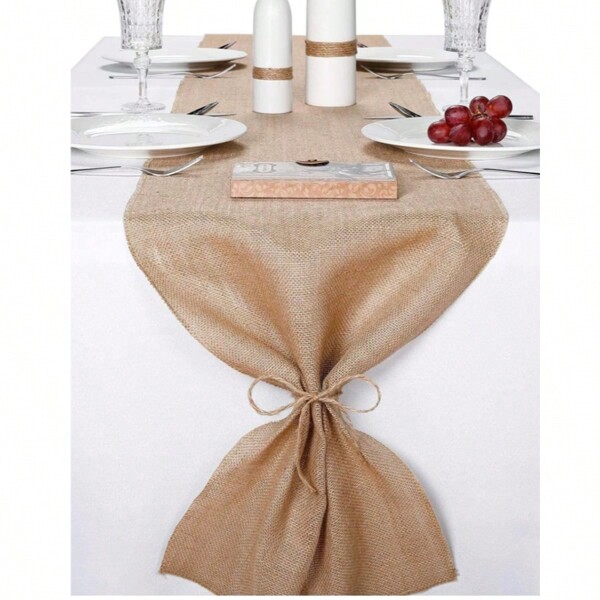 1 stuk tafelloper van natuurlijk linnen, veelzijdig, hoogwaardige juterol van 30x27 cm (1 rol) voor bruiloften, feesten, evenementen en woonaccessoires. Rustieke tafelkleden, doe-het-zelf-knutselwerkjes, terug naar school, Valentijnsdag.