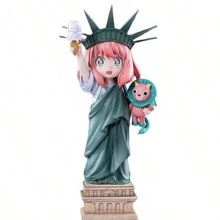 Sanrio Estatua de la Libertad de mimo espía Anya modelo de mano animada, adorno lindo para juegos/oficina/regalo de San Valentín/regalo de cumpleaños/adorno para carro/adorno para escritorio (Es normal que algunas partes tengan diferencias de color, lo cual no afecta el uso normal)