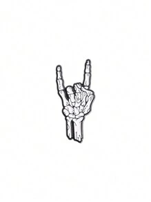 1pc Rock Skull Enamel Pin - Men Bold Fashion Statement - Handcrafted Horror Brooch - Perfect For Halloween - Backpack, Clothing & Hat Embellishment Pin For Clothes Bag Charm